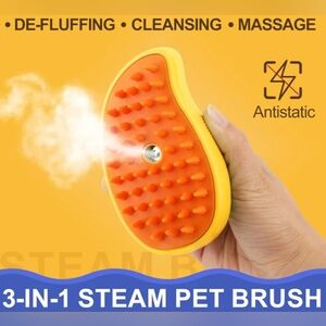 3-in-1 Steam Pet Brush Soft Silicone Massaging Cleaning Brush Cats & Dogs